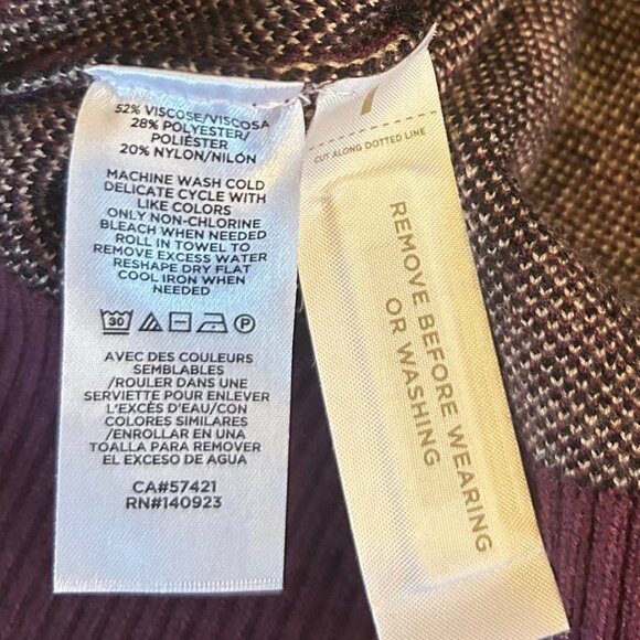 Lou & Grey Leopard Print Purple, Black, Ceam, Drawstring Neck Sweater S NWT - Picture 10 of 10